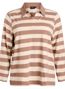 Langärmeliges Poloshirt mit breiten Streifen