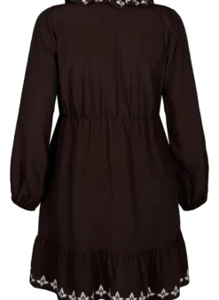 Langärmeliges Viskosekleid mit Muster
