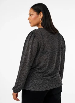 Langärmlige Bluse mit Glitzer und Muster