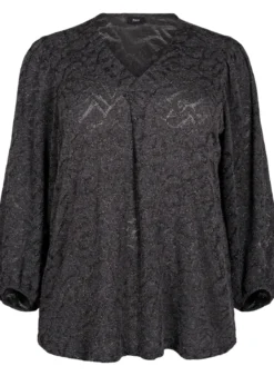 Langärmlige Bluse mit Glitzer und Muster