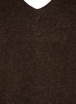 Langärmliges Strickkleid mit V-Ausschnitt
