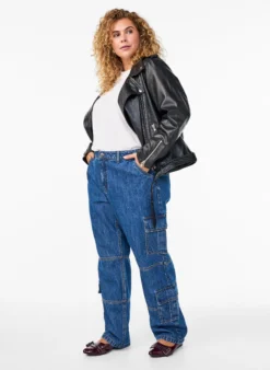 Leder-Bikerjacke mit Gürtel