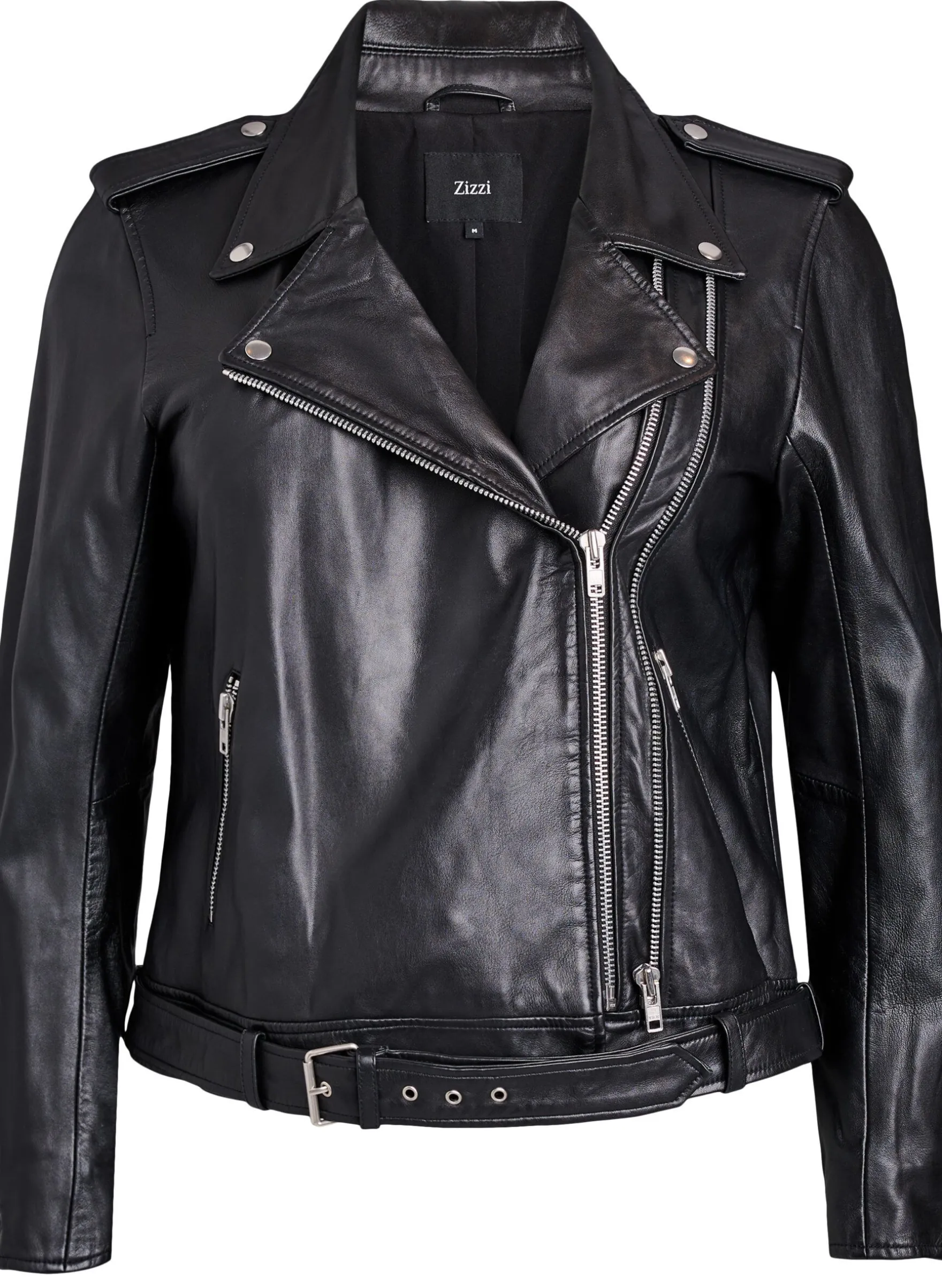 Leder-Bikerjacke mit Gürtel