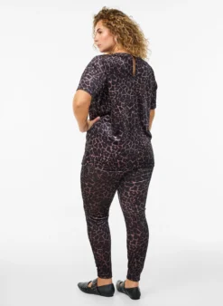 Leggings aus Velours mit Leopardenmuster