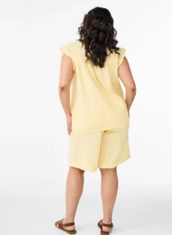 Lockere Shorts aus Baumwollmusselin mit hoher Taille