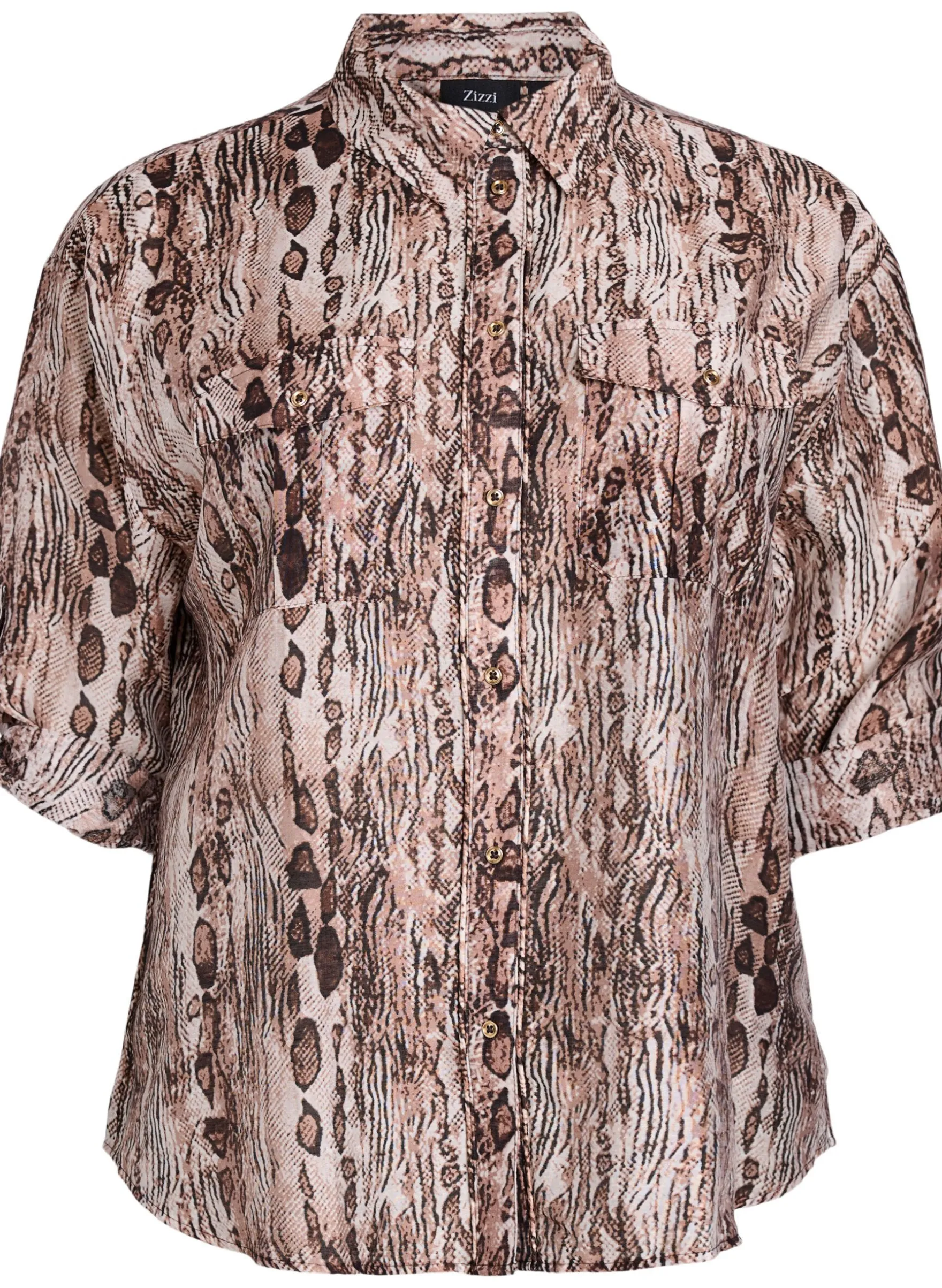 Locker sitzendes Shirt mit Tierprint und Brusttaschen