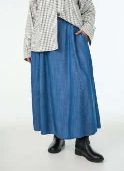 Maxirock aus Lyocell im Denim-Look