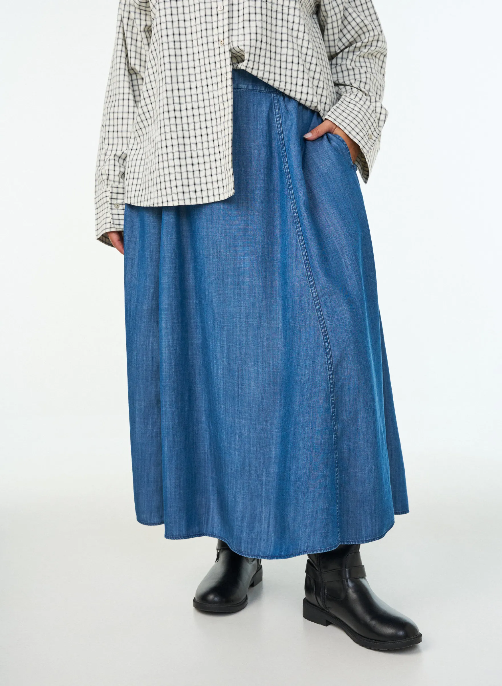 Maxirock aus Lyocell im Denim-Look