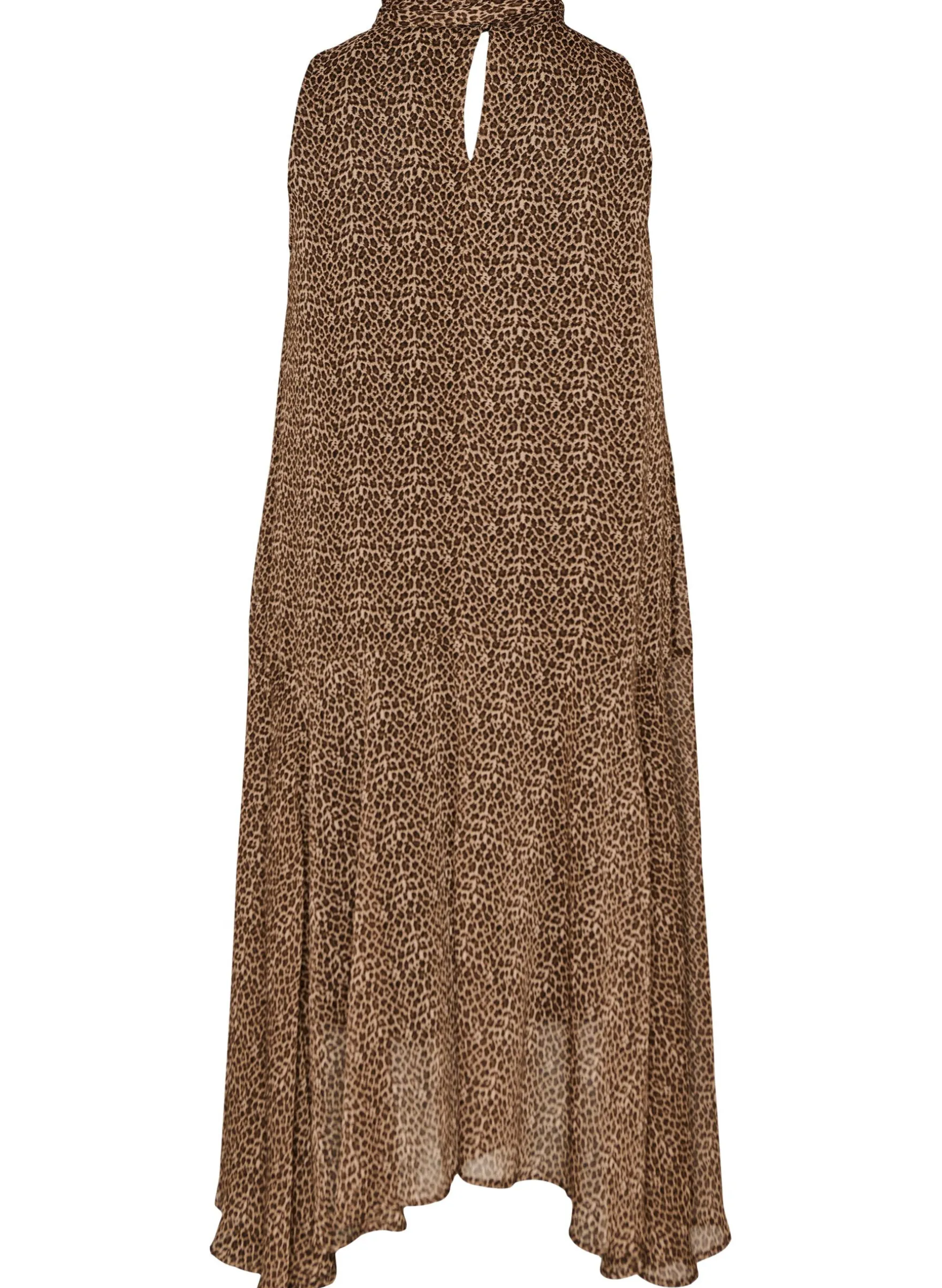 Midikleid aus Chiffon mit Leo-Print und Bindeband in der Taille