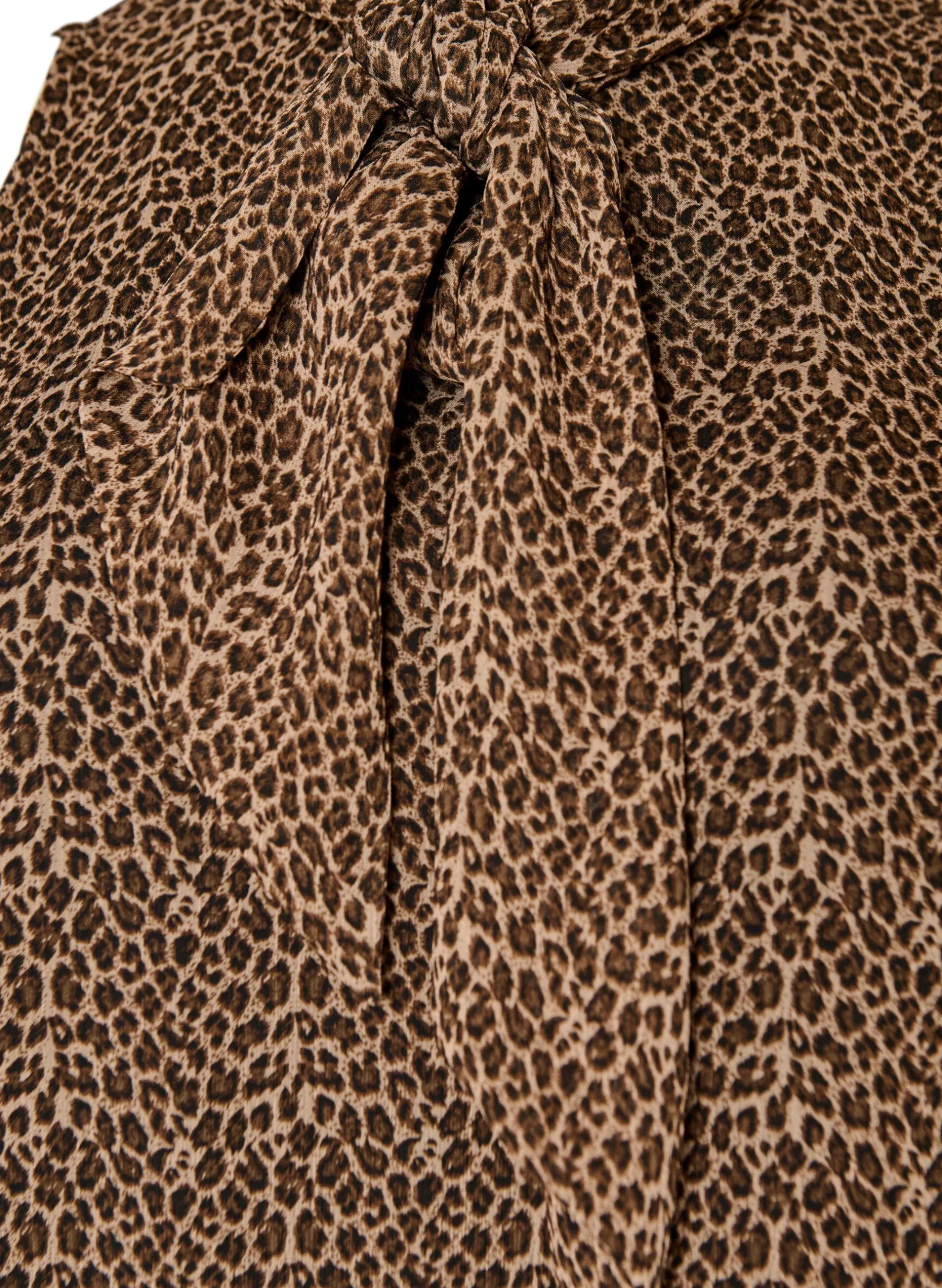 Midikleid aus Chiffon mit Leo-Print und Bindeband in der Taille