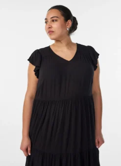 Midikleid aus Viskose mit Rüschenärmeln