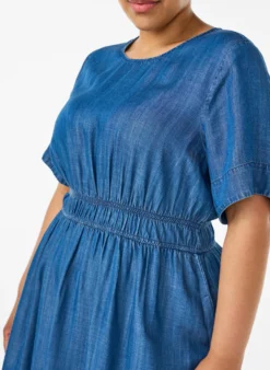 Midikleid in Jeans-Optik mit Gummizug in der Taille
