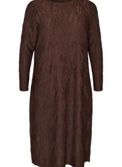 Midikleid mit gewellter Struktur und langen Ärmeln