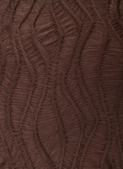 Midikleid mit gewellter Struktur und langen Ärmeln