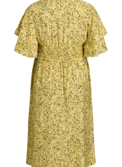 Midikleid mit Smock und Rüschenärmeln