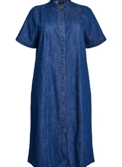 Midi-langes jeanshemdkleid