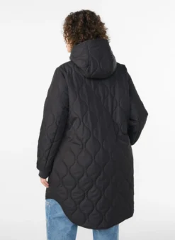 Mittellange Steppjacke mit Kapuze