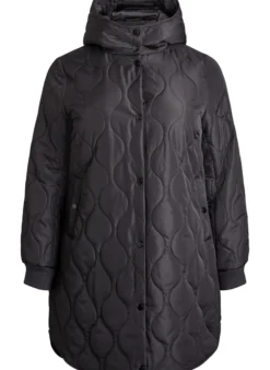 Mittellange Steppjacke mit Kapuze