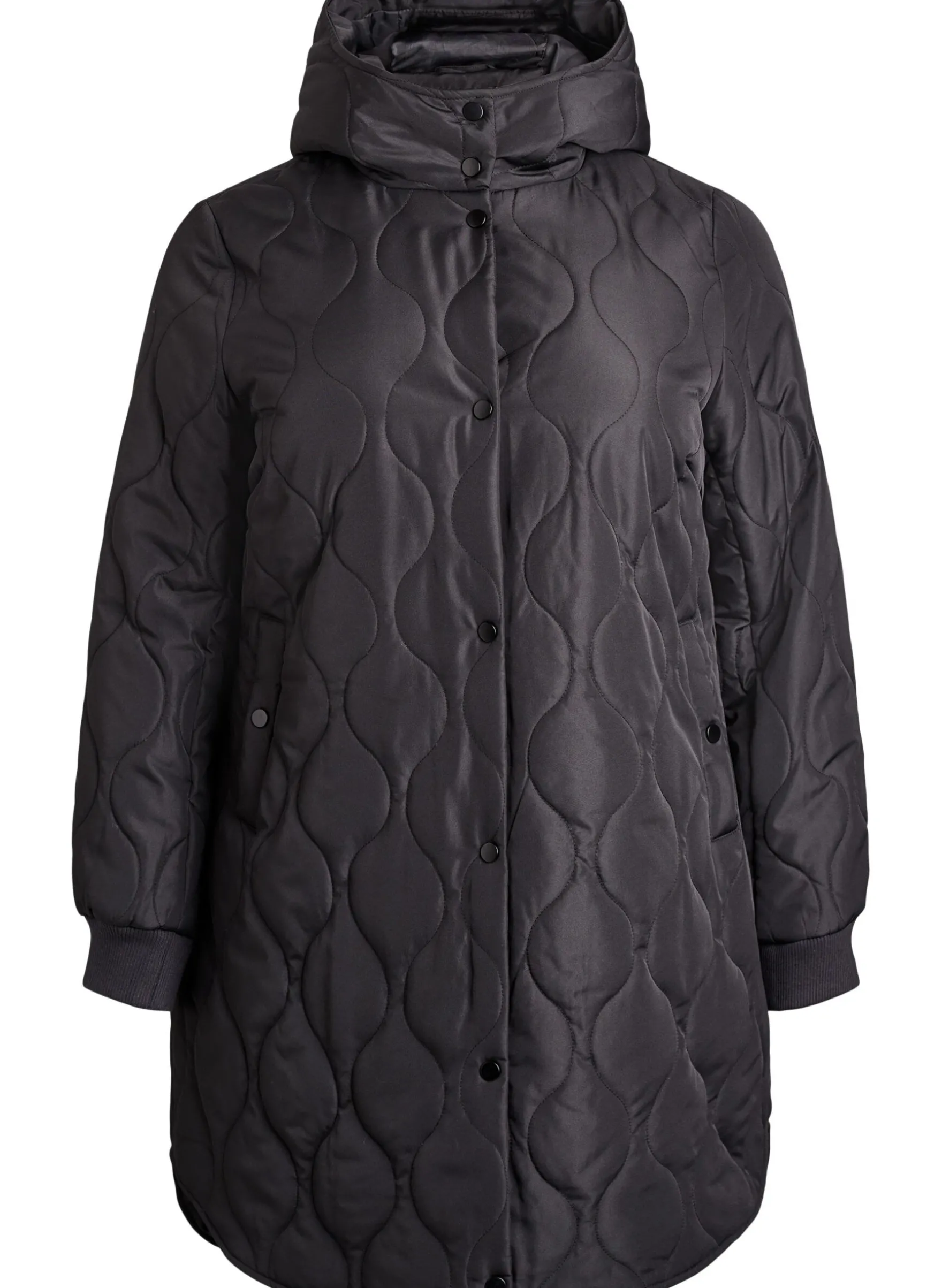 Mittellange Steppjacke mit Kapuze