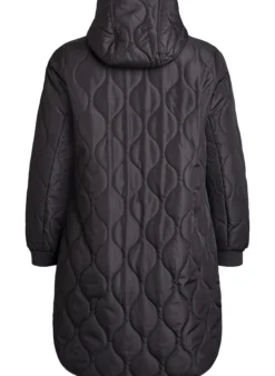 Mittellange Steppjacke mit Kapuze