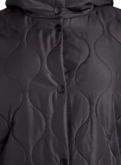 Mittellange Steppjacke mit Kapuze