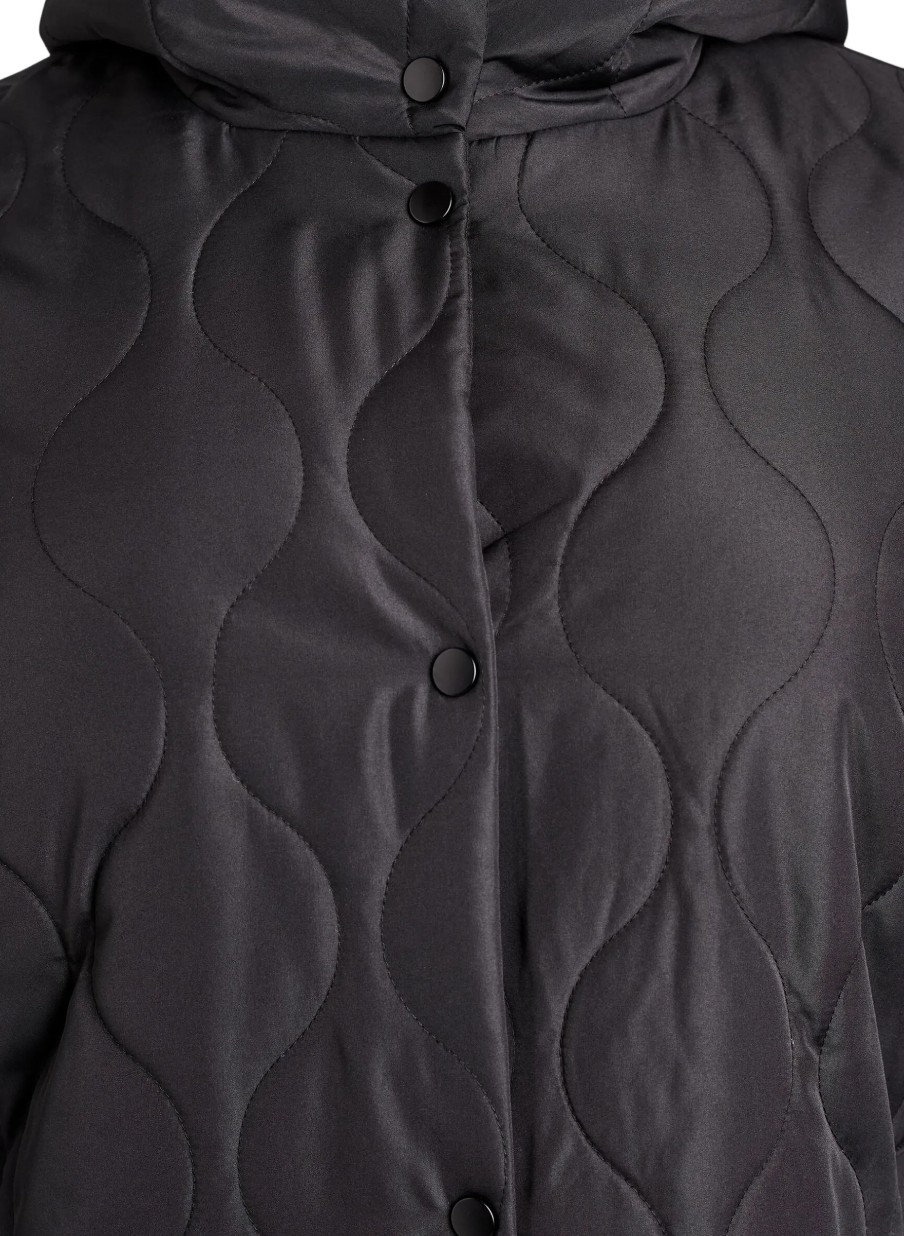 Mittellange Steppjacke mit Kapuze