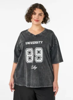 Oversized T-Shirt aus Bio-Baumwolle mit College-Print