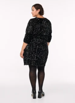 Paillettenbluse mit langen Ärmeln