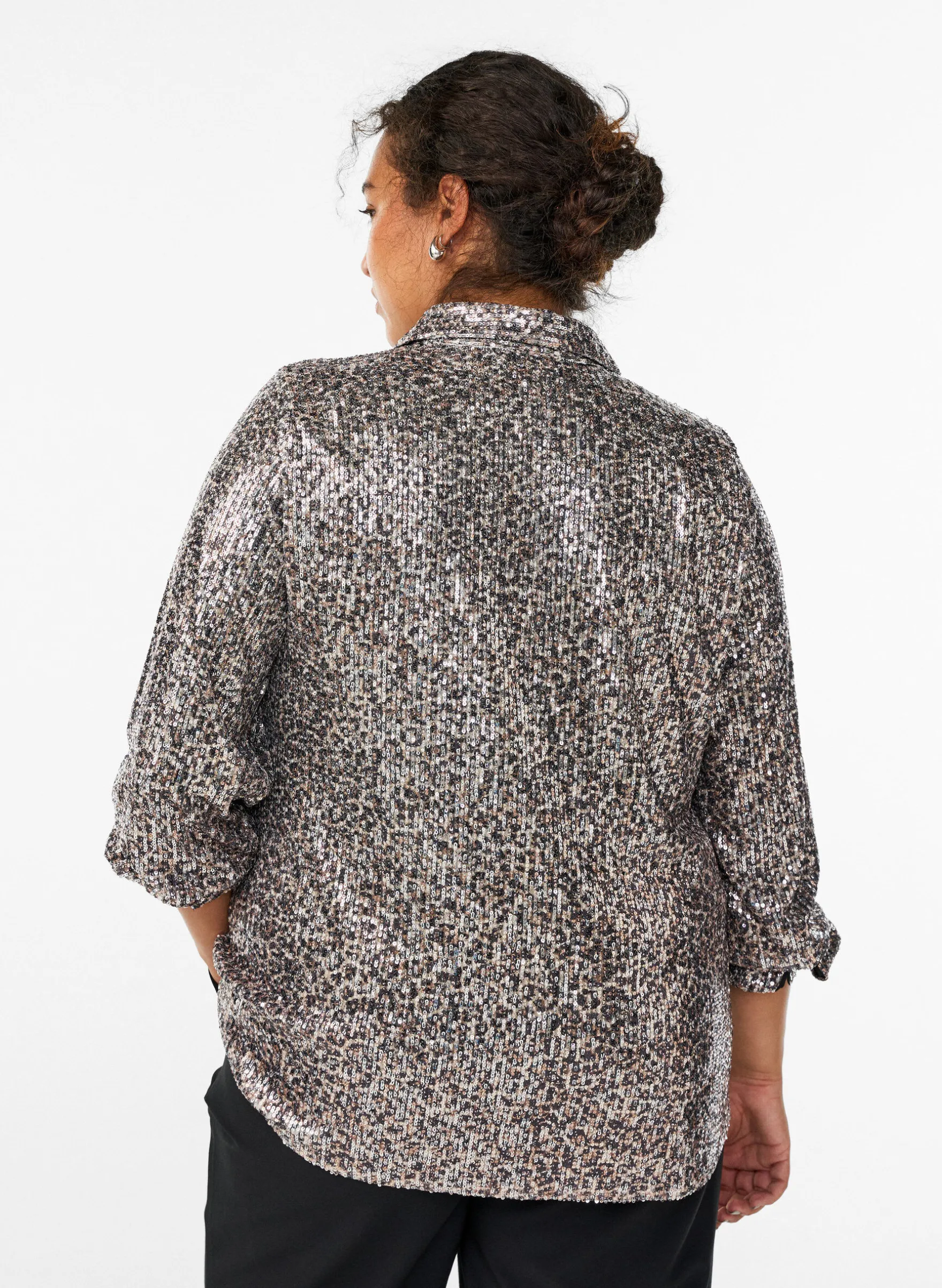 Paillettenbluse mit langen Ärmeln
