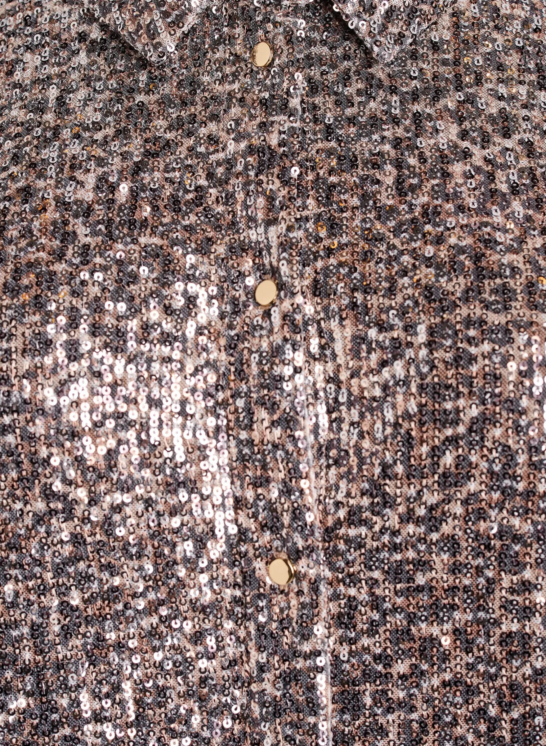 Paillettenbluse mit langen Ärmeln