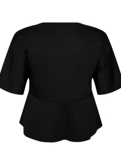 Peplum-Bluse mit ellenbogenlangen Ärmeln