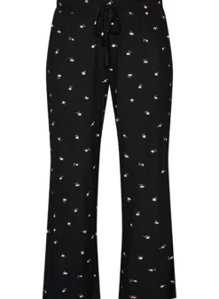 Pyjamahose mit Rippstruktur und geblümtem Print