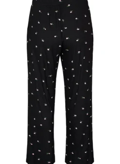 Pyjamahose mit Rippstruktur und geblümtem Print