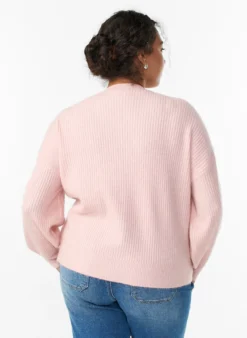 Rippenstrick Strickjacke mit Knöpfen