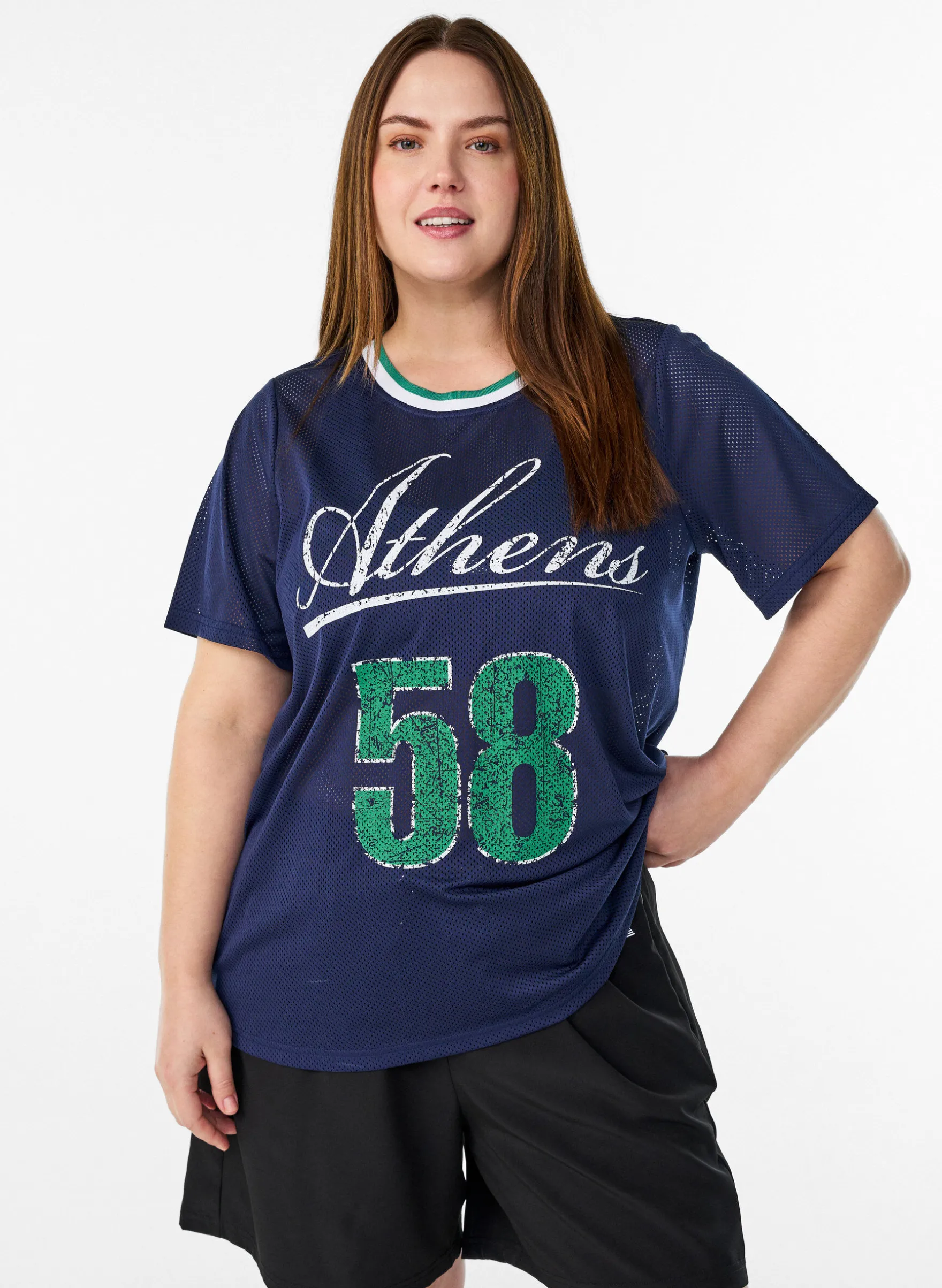 Sportliches T-Shirt aus Mesh mit Frontprint