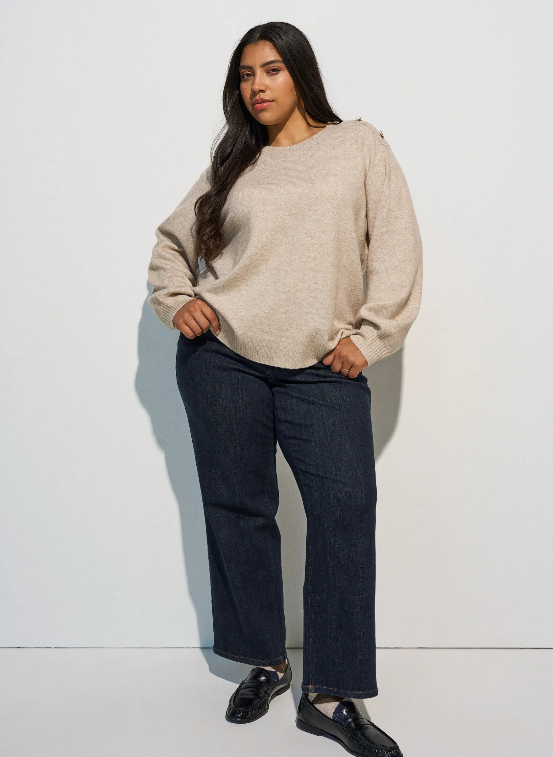 Strickbluse mit Knopfleiste