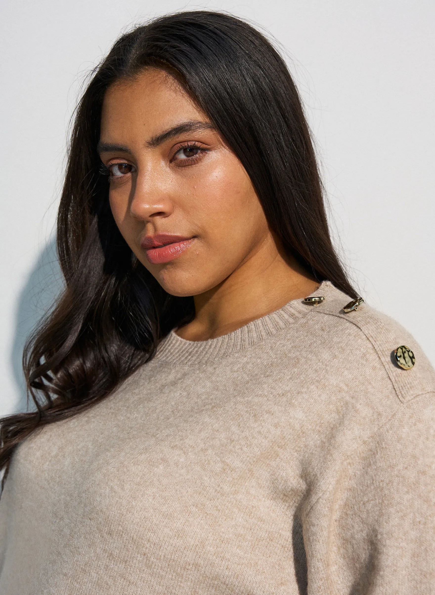 Strickbluse mit Knopfleiste