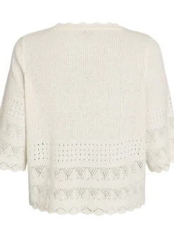 Strickbluse mit Lochstickerei und 1/2-Ärmeln