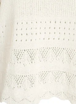 Strickbluse mit Lochstickerei und 1/2-Ärmeln