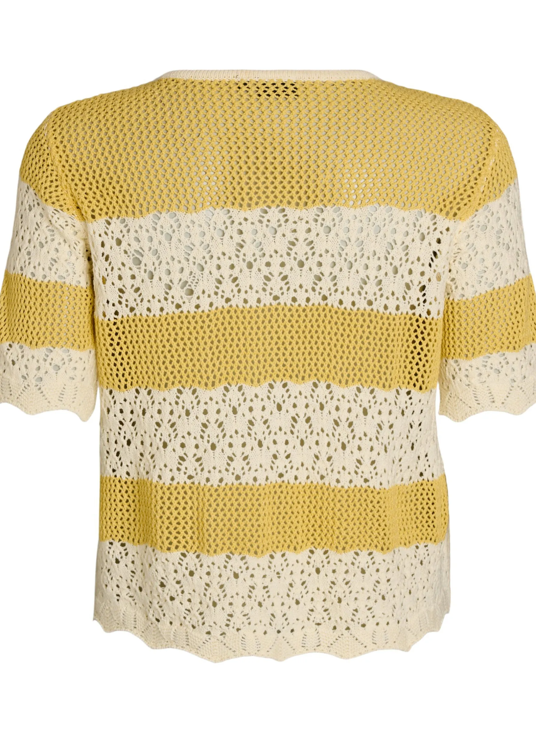 Strickjacke mit Lochstickerei und Streifen
