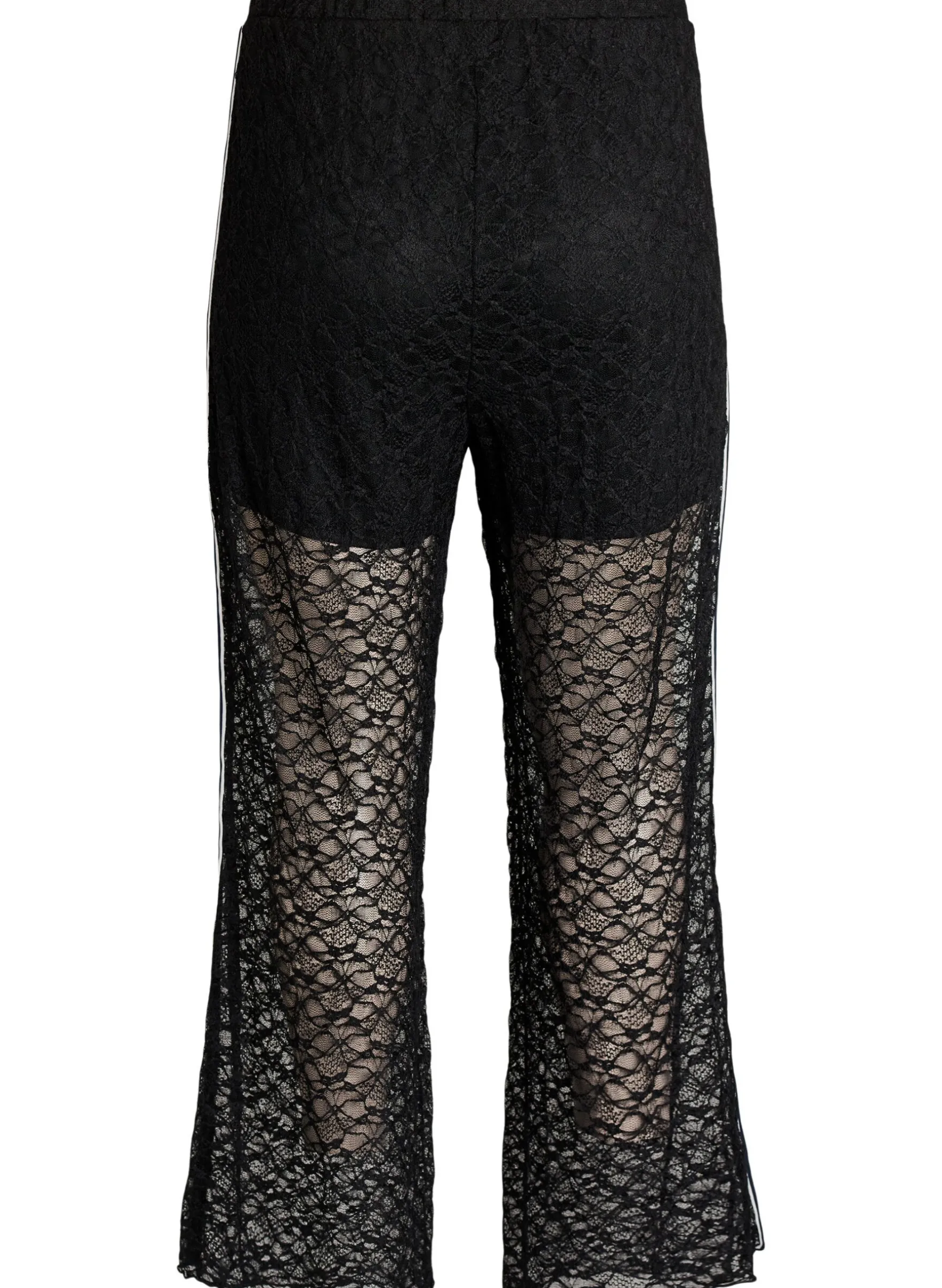 Transparente Spitzenhose mit weitem Bein