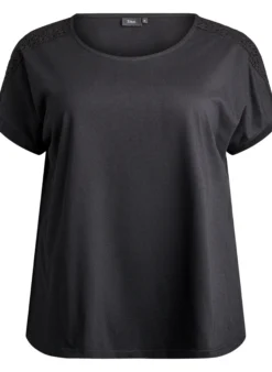 T-Shirt aus Baumwolle mit Häkeldetail