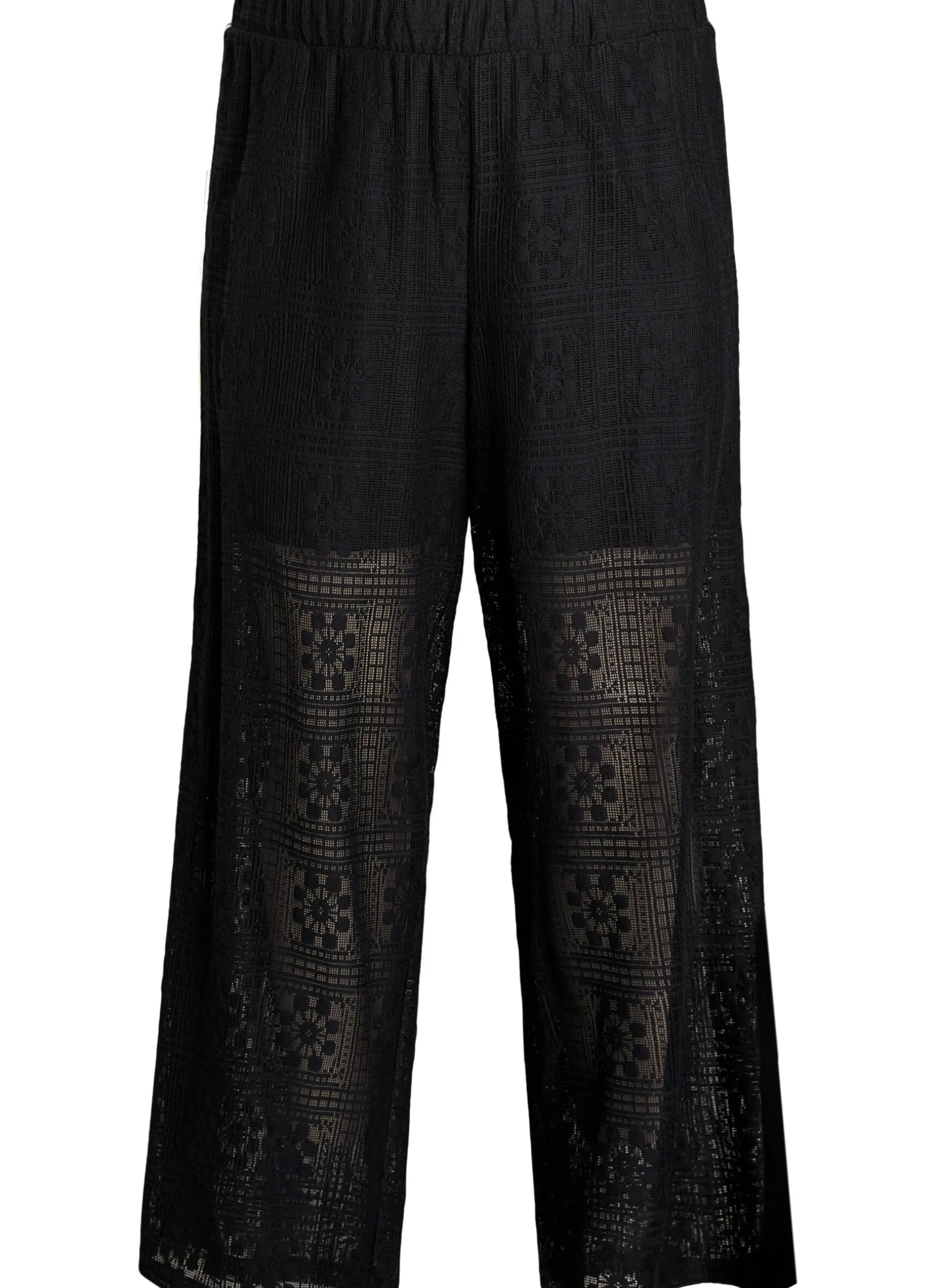 Weite Spitzenhose mit Kontraststreifen