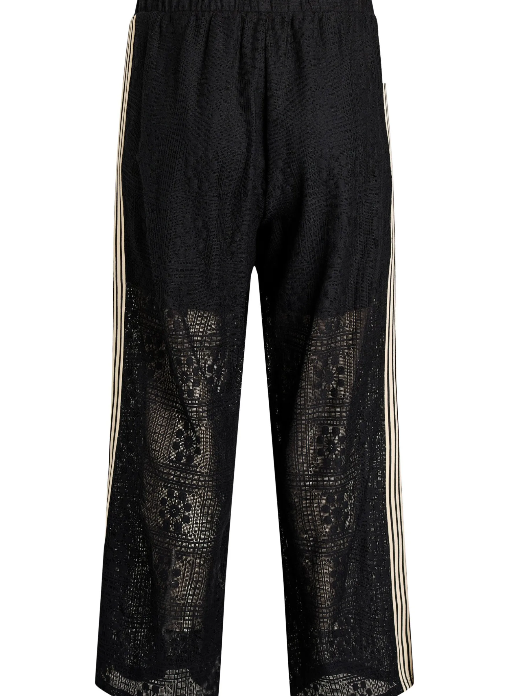 Weite Spitzenhose mit Kontraststreifen